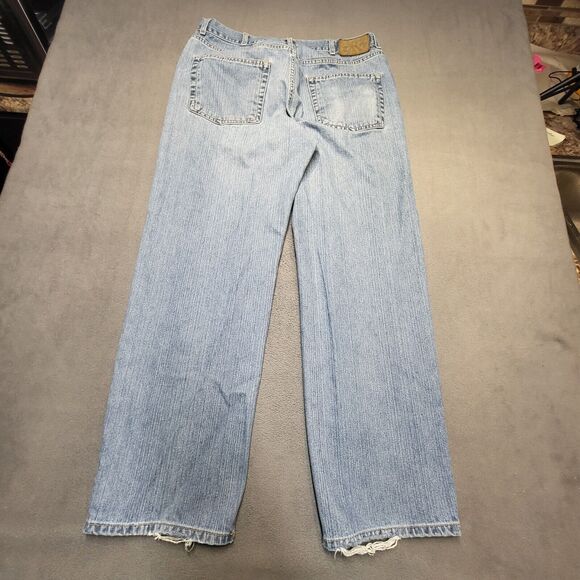 Calvin Klein Jeans Mens 35x32 Blue Relaxed Straight Leg Distressed Denim - Picture 9 of 11